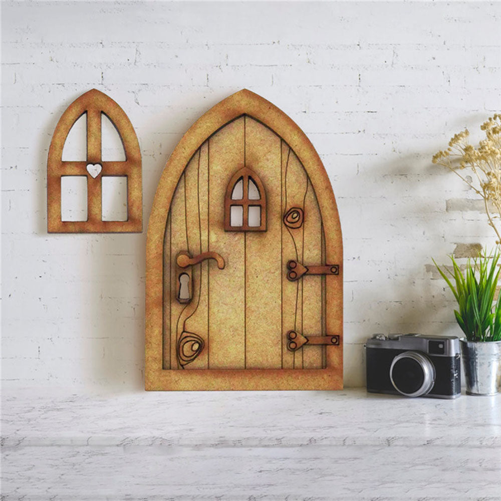 Wood Ornament Doll House Miniature Fairy Elf Door Dollhouse Garden Micro Landscape Wooden Craft Q36830