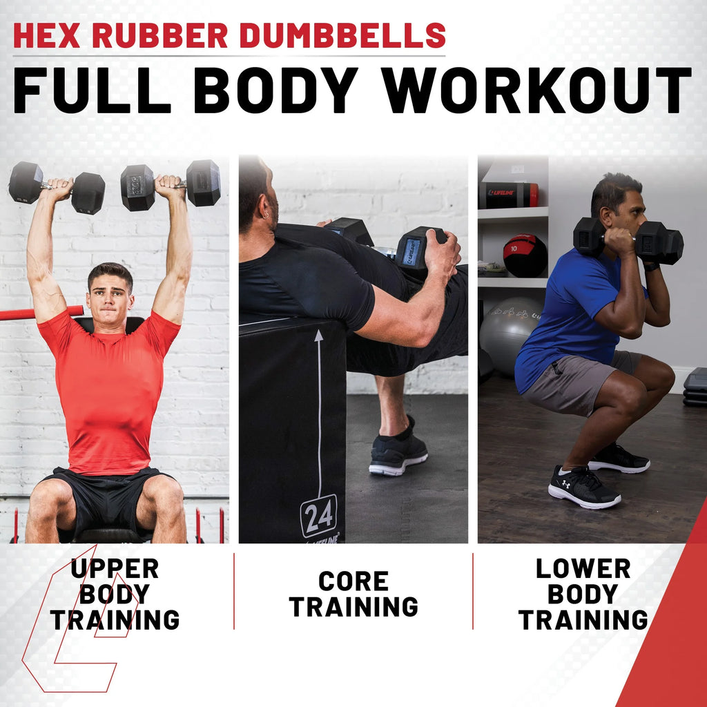 150 lb Hex Rubber Dumbbell Set W353406