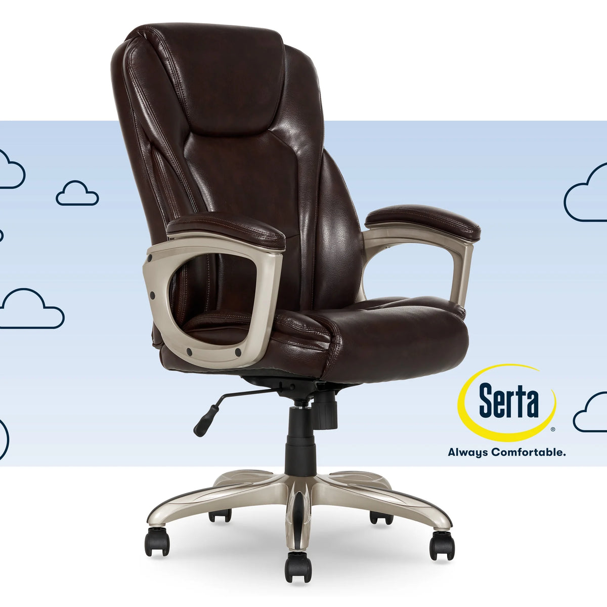 Black Bonded Leather Office Chair with Memory Foam W717