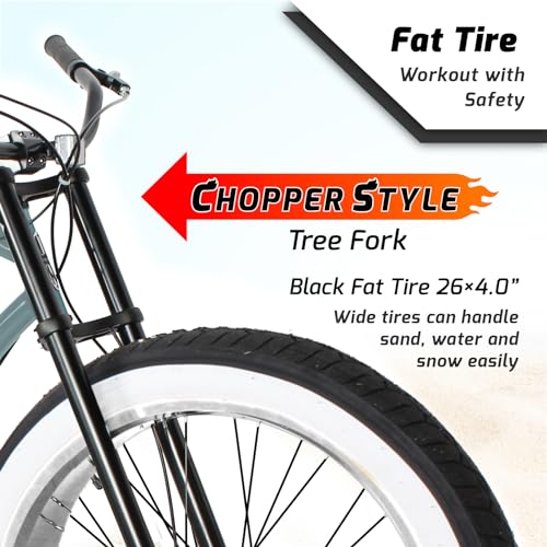 Stretch Beach Cruiser Bike with 7 Speed, Alloy Fat Rims and Fat Tires S786809