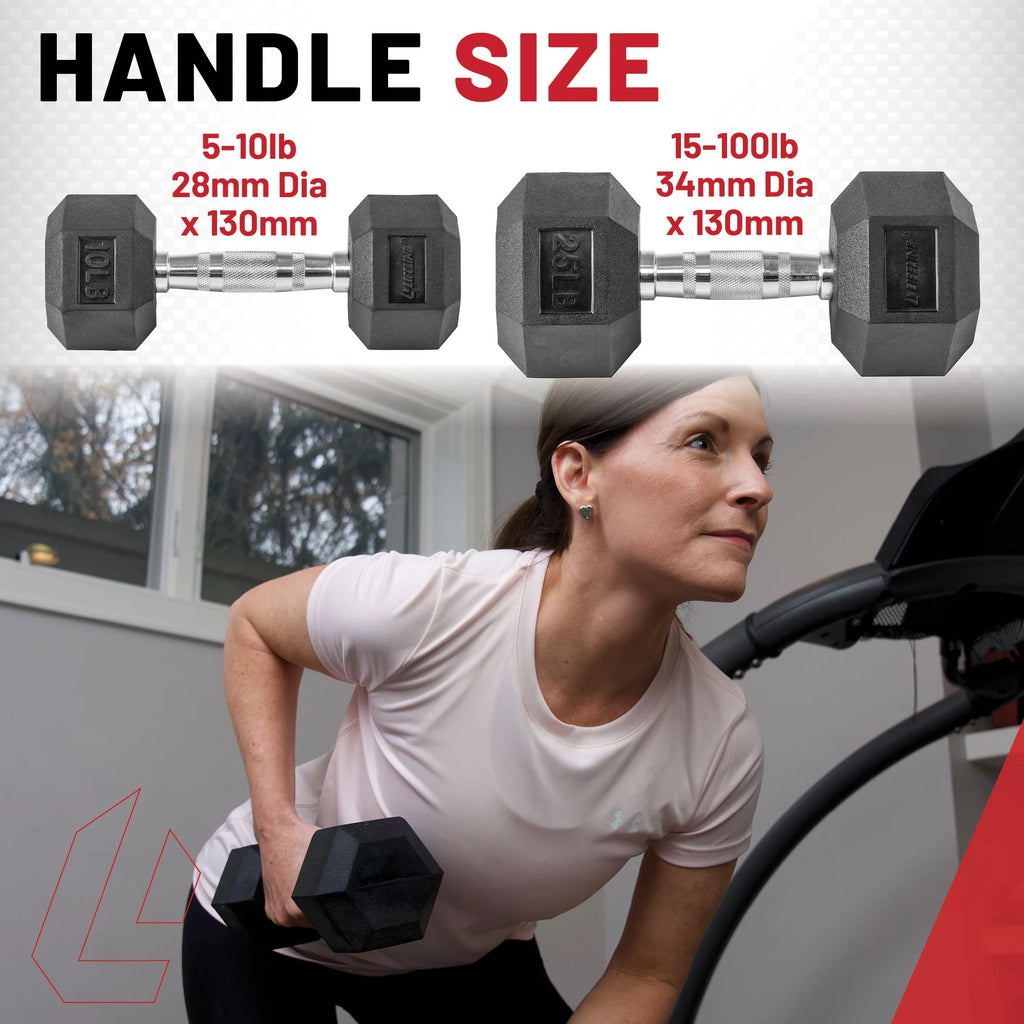 150 lb Hex Rubber Dumbbell Set W353406