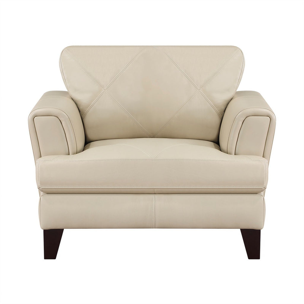 19" Plywood and Leather Chair in Cream W10865