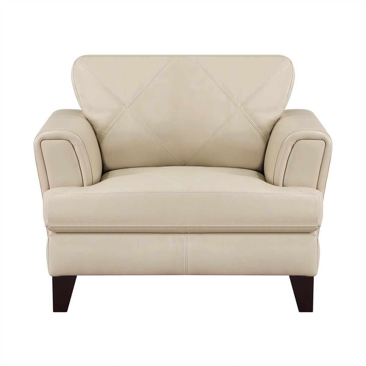 19" Plywood and Leather Chair in Cream W10865