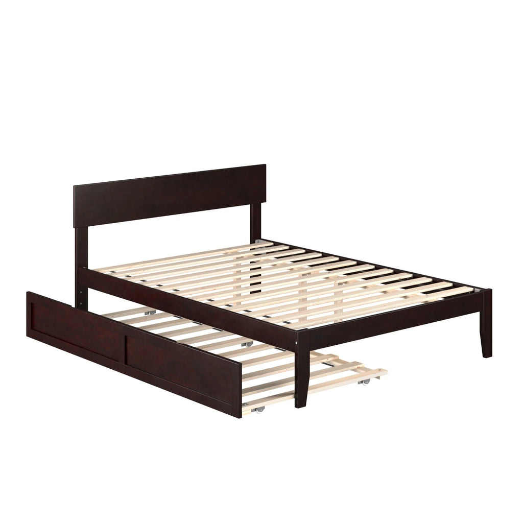 Modern Wood Full Bed with Twin Trundle in Espresso W347182