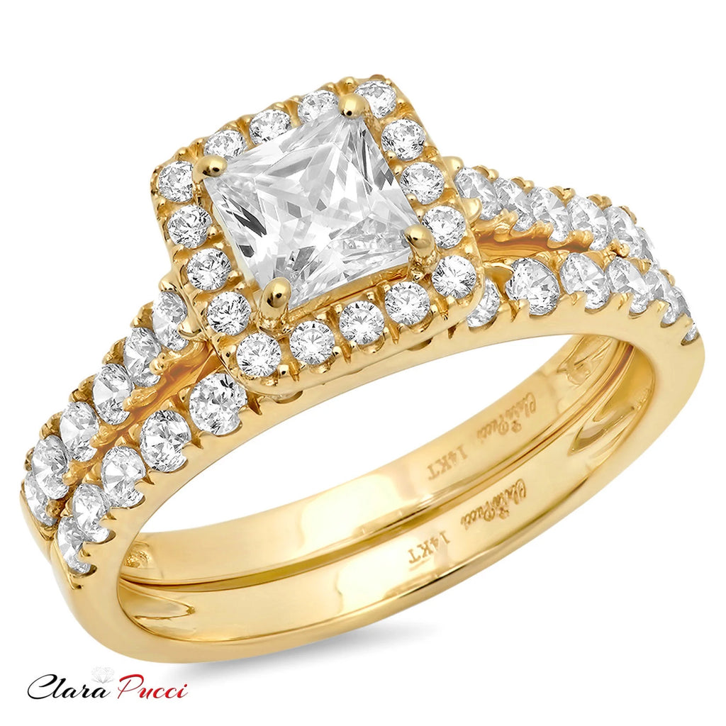 18K Yellow Gold Halo Engagement Ring with Diamond K882