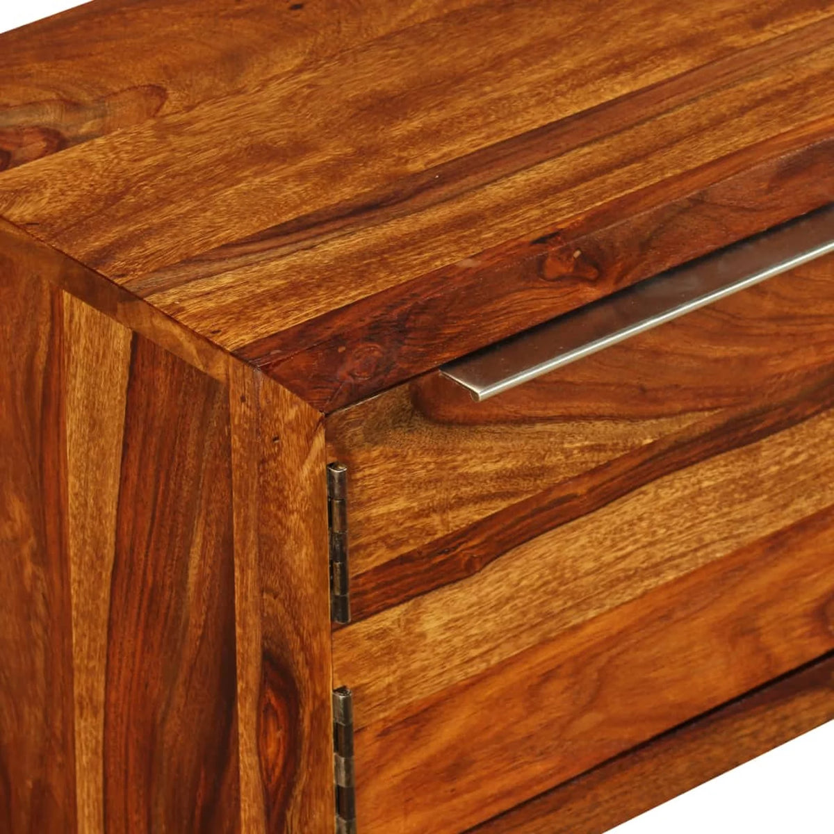 Sheesham Wood TV Stand with Door Cabinet and 2 Storage Drawers H6948