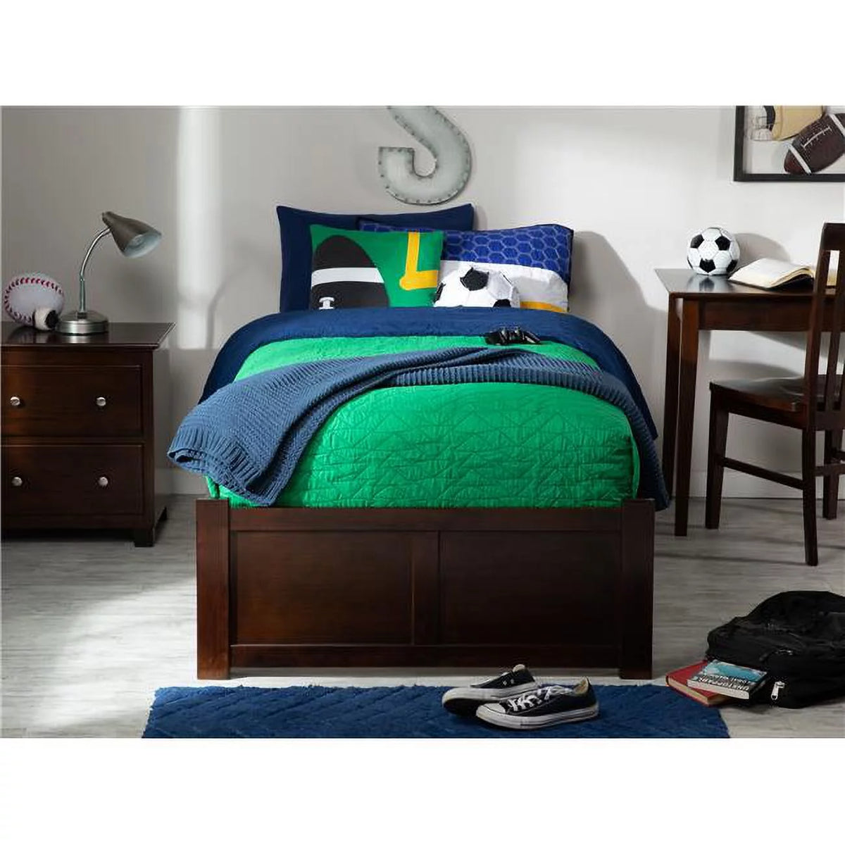 Twin Size Flat Panel Foot Board Trundle Bed N616143