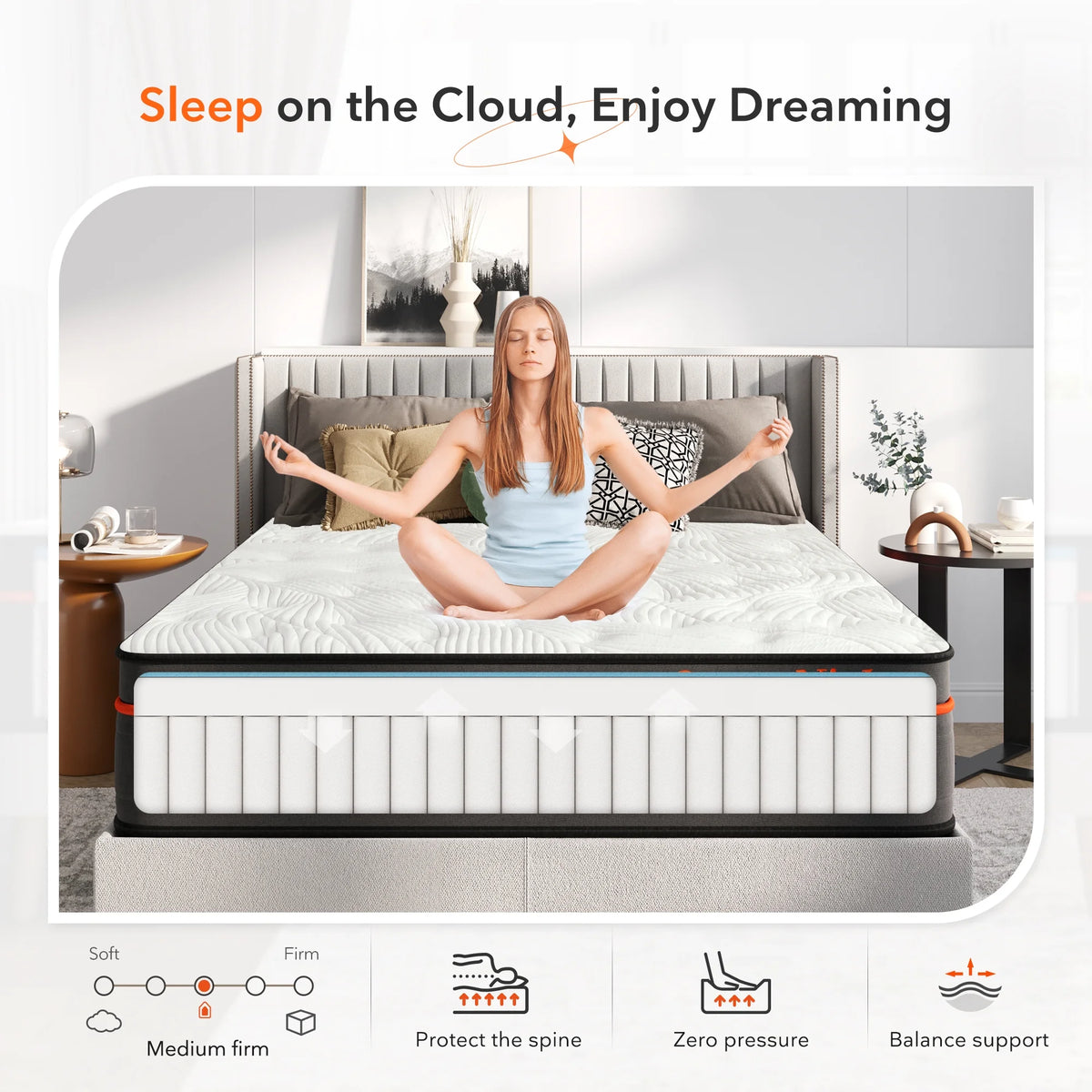14 Pillow Top Gel Memory Foam Hybrid Mattress Queen Size O599