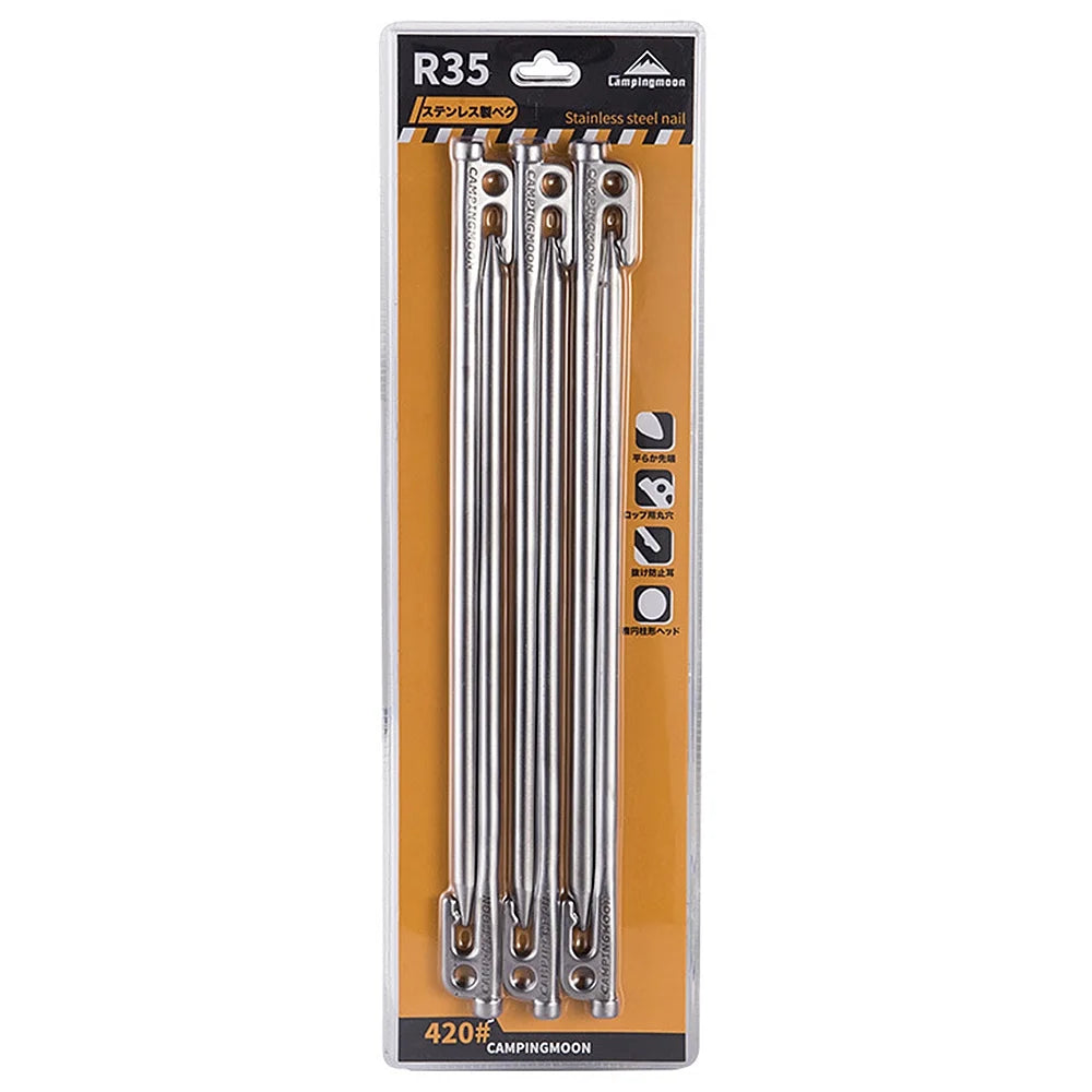 Heavy Duty Steel Tent Stakes Pegs with Hook and Hole Design W3407