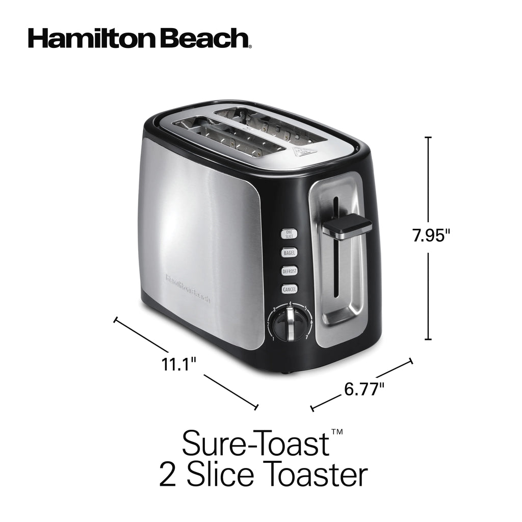 2 Slice Toaster with Toast Boost, Black with Stainless Steel Accents N6214