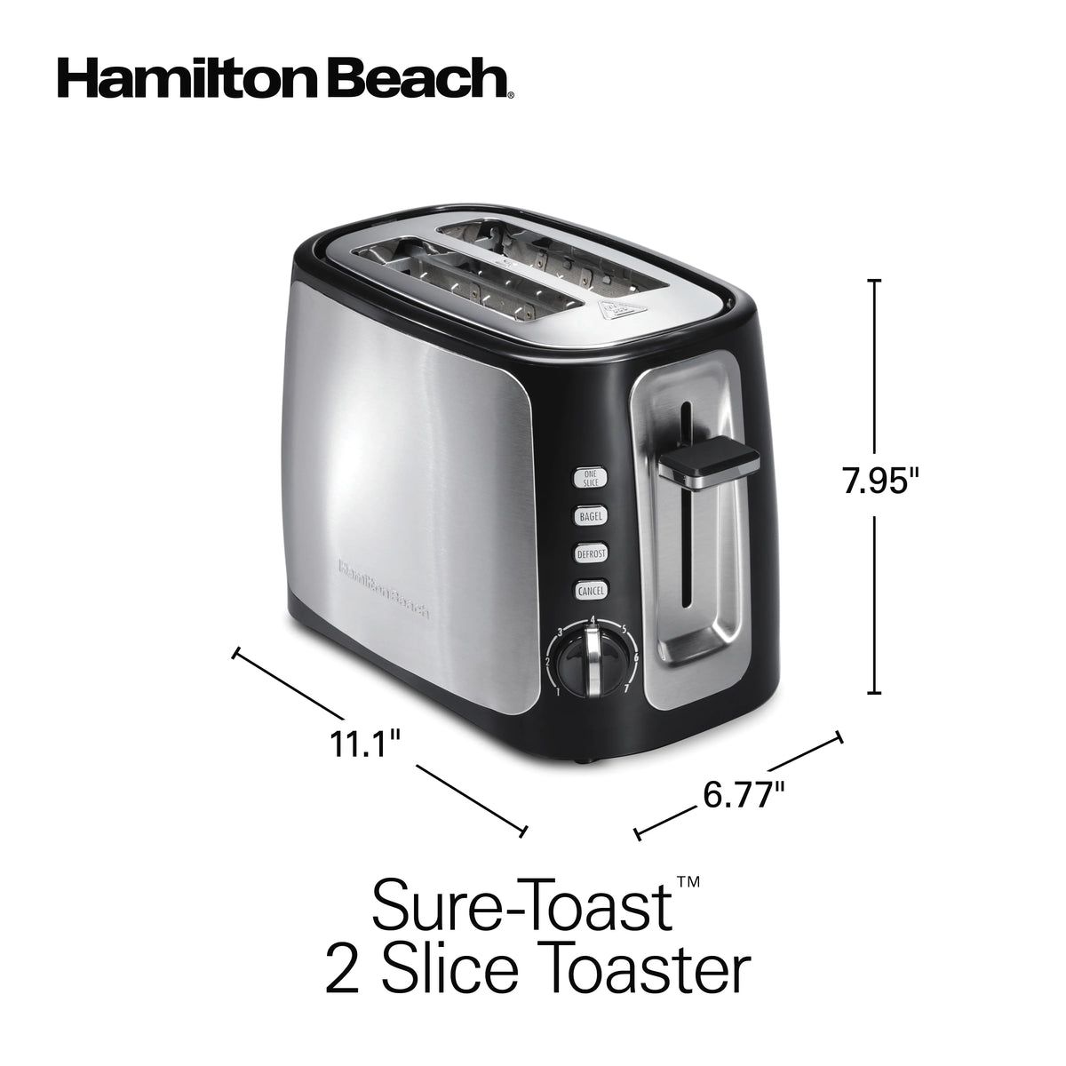 2 Slice Toaster with Toast Boost, Black with Stainless Steel Accents N6214