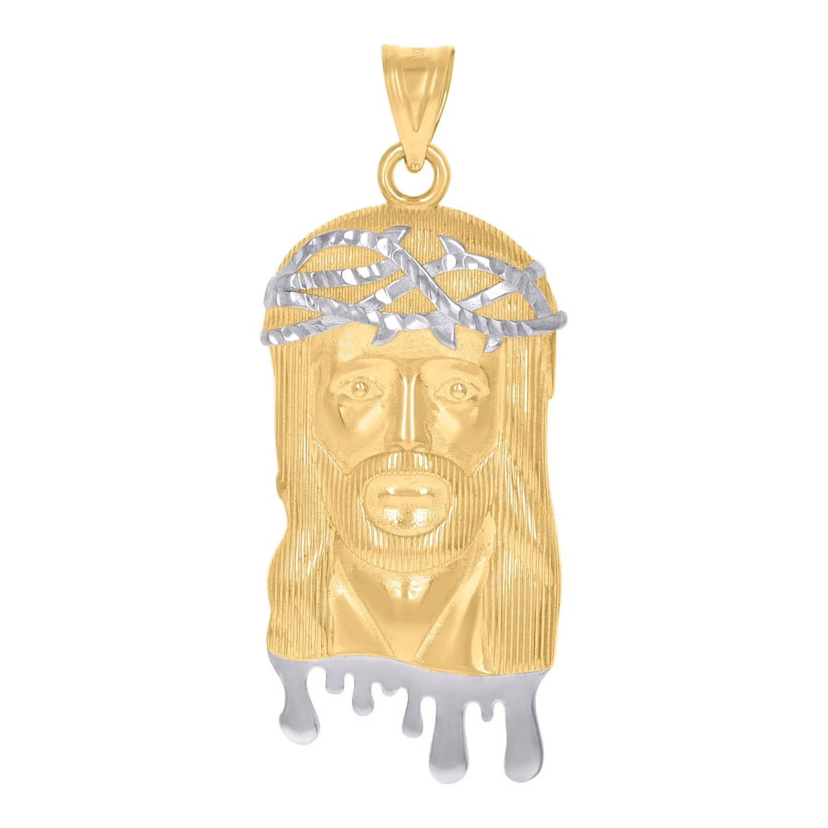 10k Two Tone Gold Mens Jesus Pendant Necklace F102