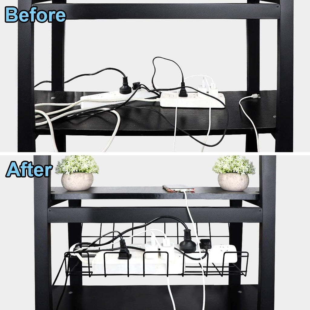 Under Desk Cable Management Tray, Black Cord Basket Set of 2 U7684