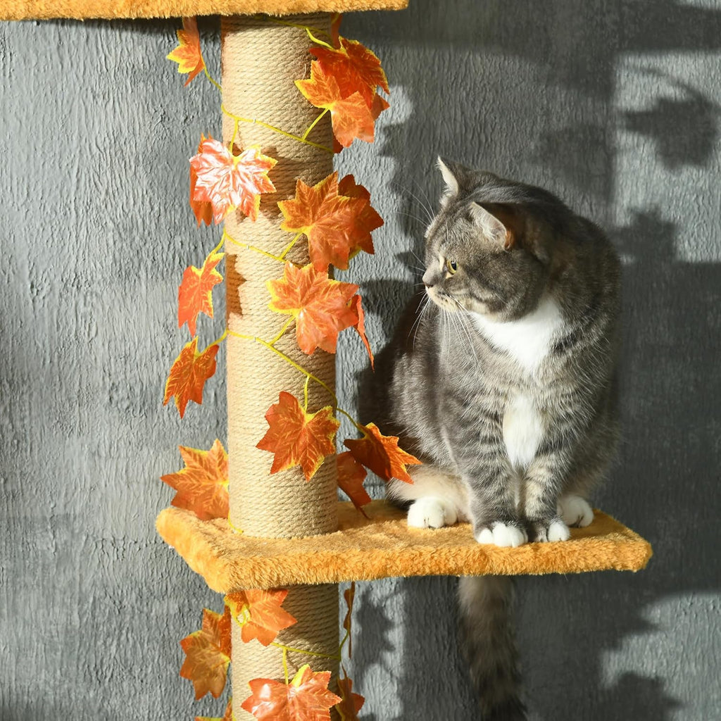 80" - 95" Adjustable 3-Level Cat Tree with Sisal Scratching Post O634959