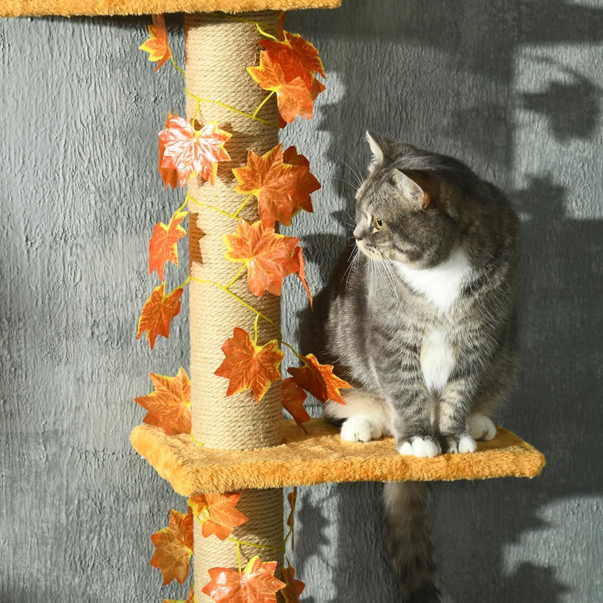 80" - 95" Adjustable 3-Level Cat Tree with Sisal Scratching Post O634959