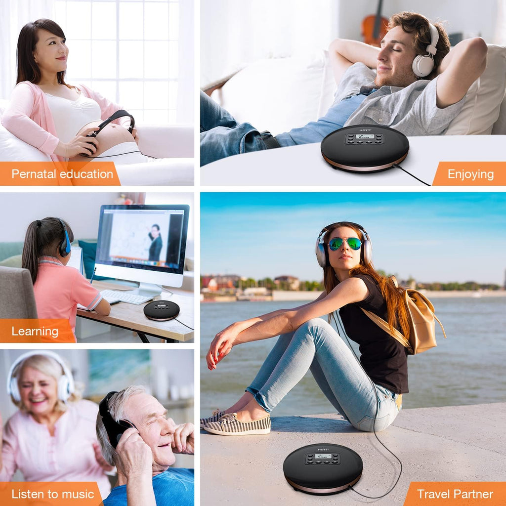 Bluetooth Portable CD Player with Stereo Headphones C640678