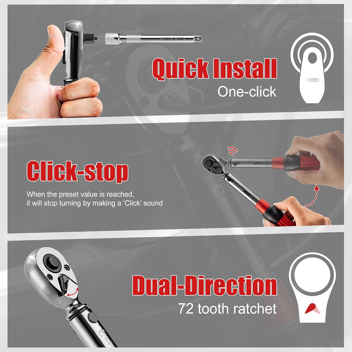 1/4 inch Drive Click Bike Torque Wrench Set 2-20 Nm H92221