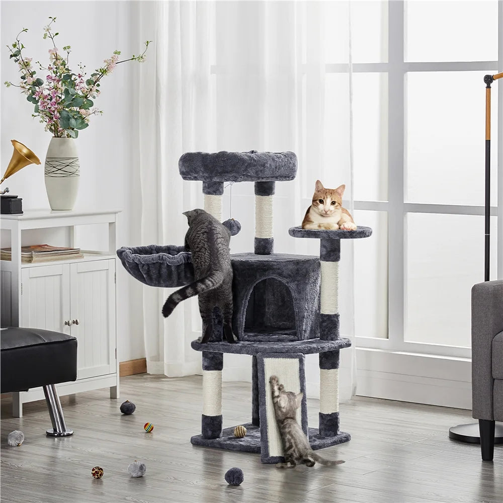 42"H Multilevel Cat Tree Tower with Condo and Perches, Dark Gray X25381