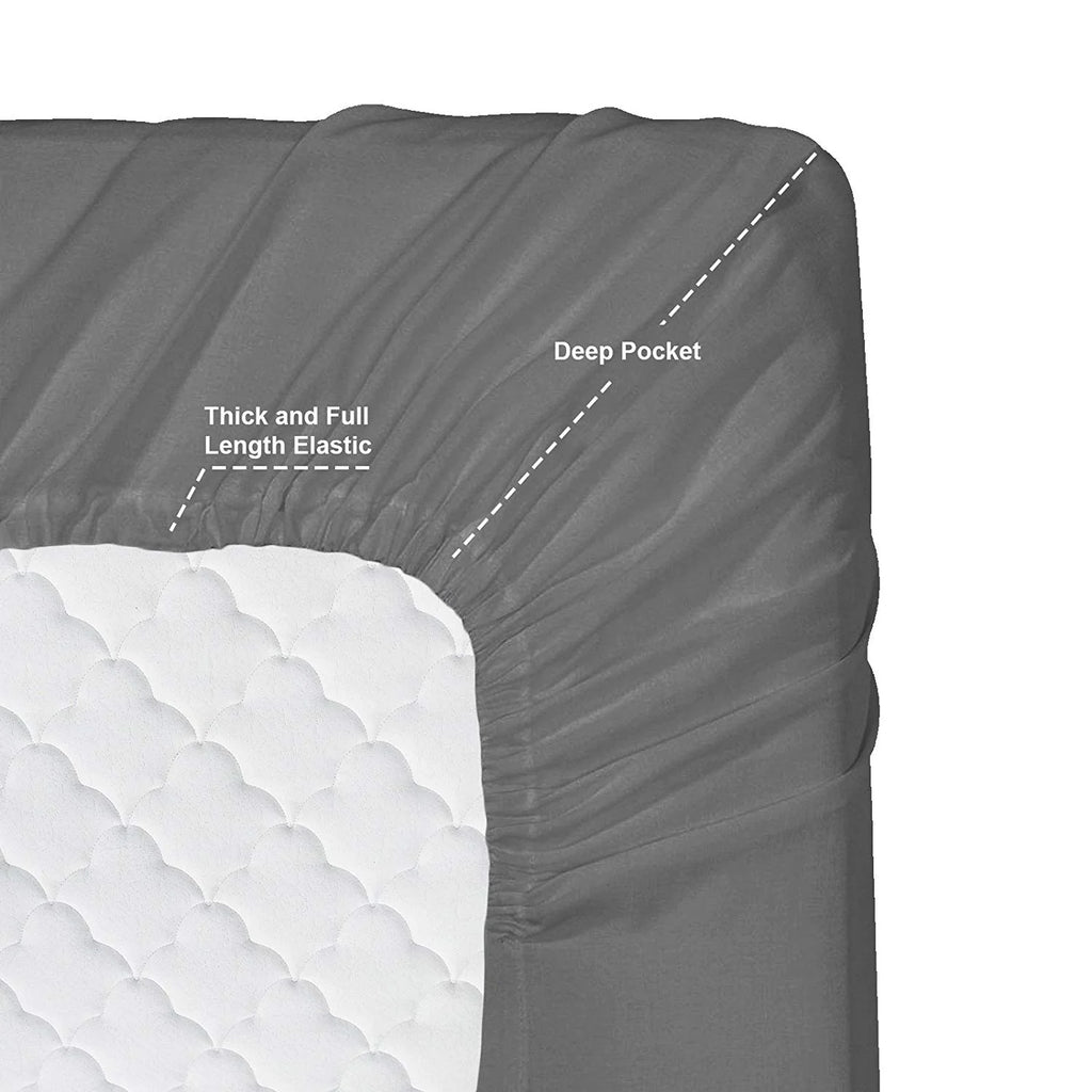 6 Piece Full XL Microfiber Bed Sheet Set with Extra Pillowcases, Deep Pockets Fitted Sheet, Charcoal Stone Gray S8135