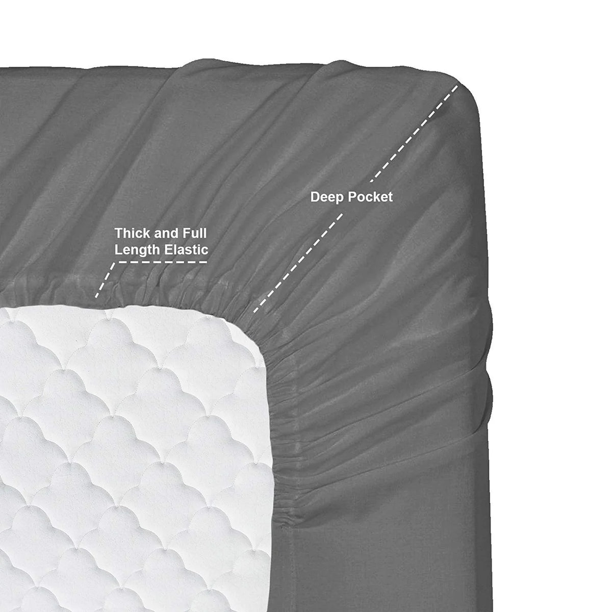 6 Piece Full XL Microfiber Bed Sheet Set with Extra Pillowcases, Deep Pockets Fitted Sheet, Charcoal Stone Gray S8135