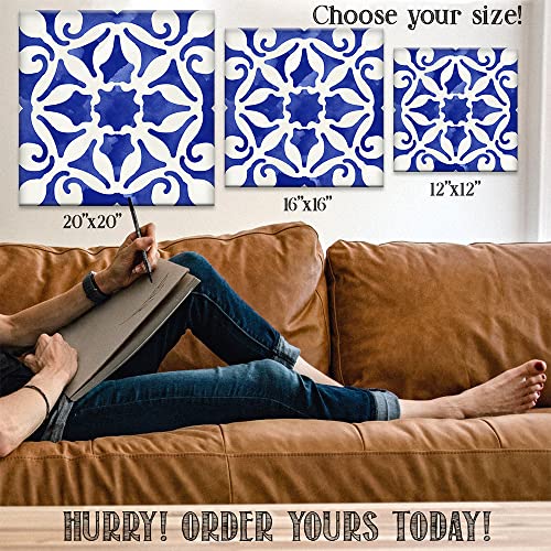 Blue Mosaic 4 Panels Canvas Paintings (12" x 12") O984515