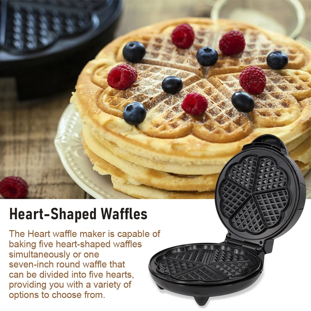 1000W Heart-Shaped Waffle Maker D504201
