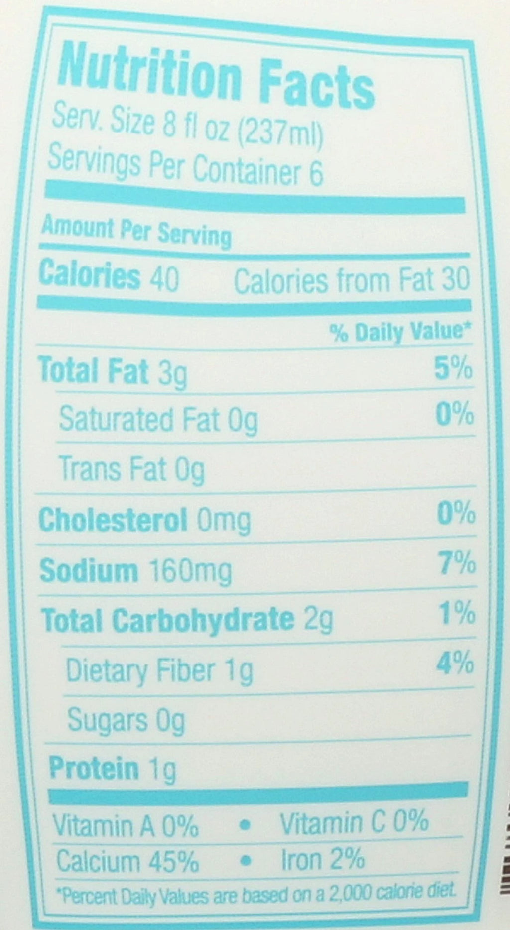 Unsweetened Vanilla Almond Milk, 48 Fluid Ounce -- 6 per case F2540
