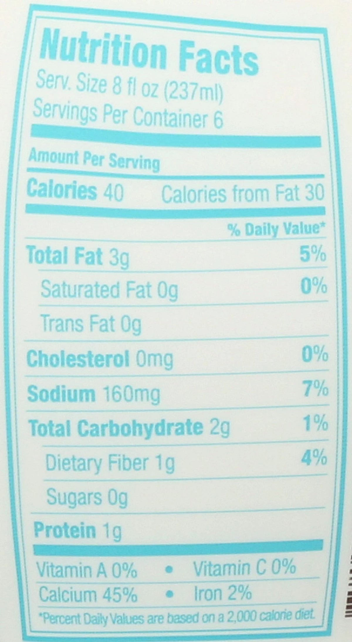 Unsweetened Vanilla Almond Milk, 48 Fluid Ounce -- 6 per case F2540