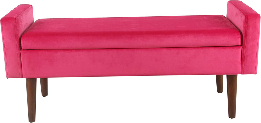 Pink Velvet Storage Ottoman Bench B93300