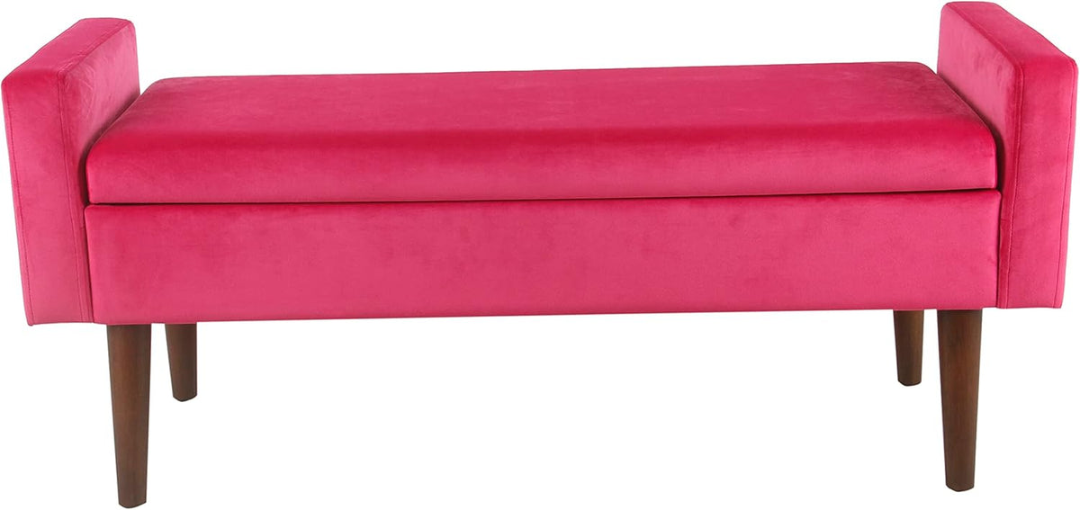Pink Velvet Storage Ottoman Bench B93300