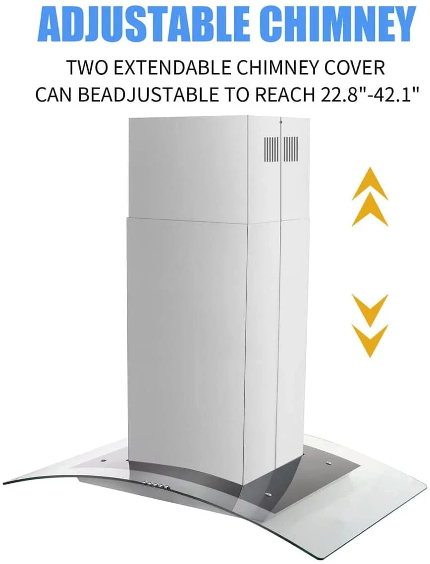 36 inch Kitchen Range Hood with Aluminum Filter Tempered Glass D4477