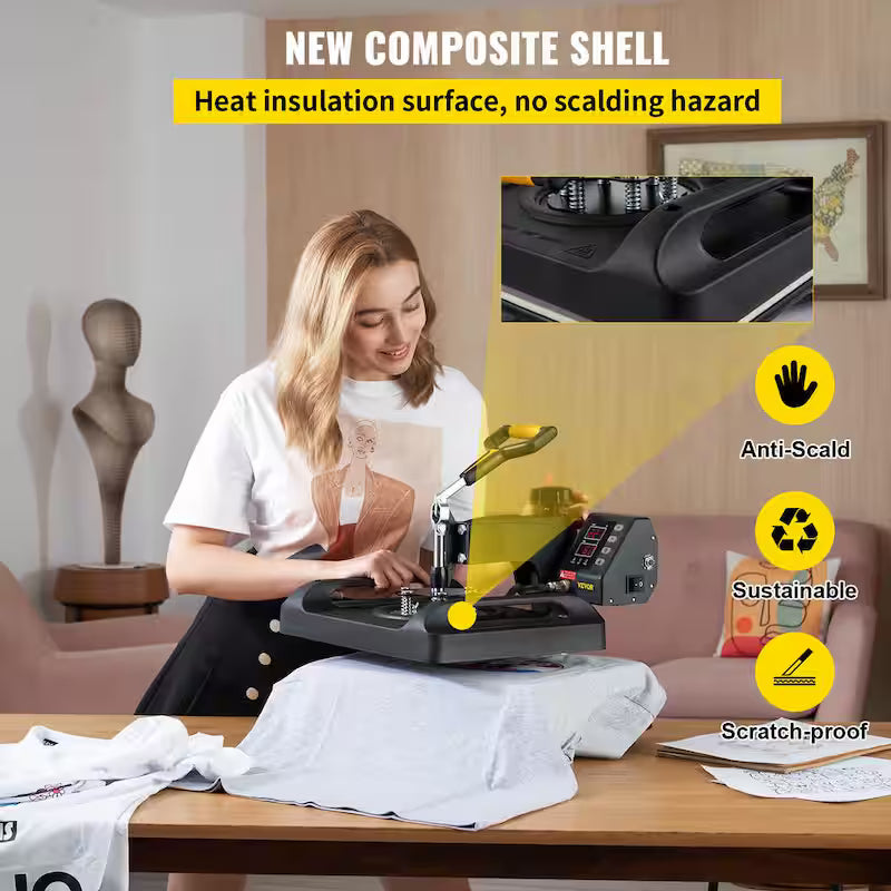 15 in. x 15 in. 5 in 1 Heat Press Machine Black W2245