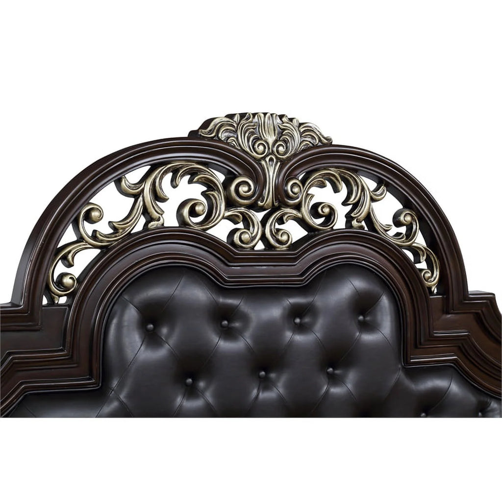Brown Solid Wood Queen Bed Q128