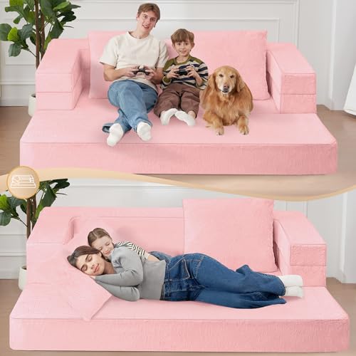 Faux Fur Convertible Bean Bag Sofa Bed with Pillow H745