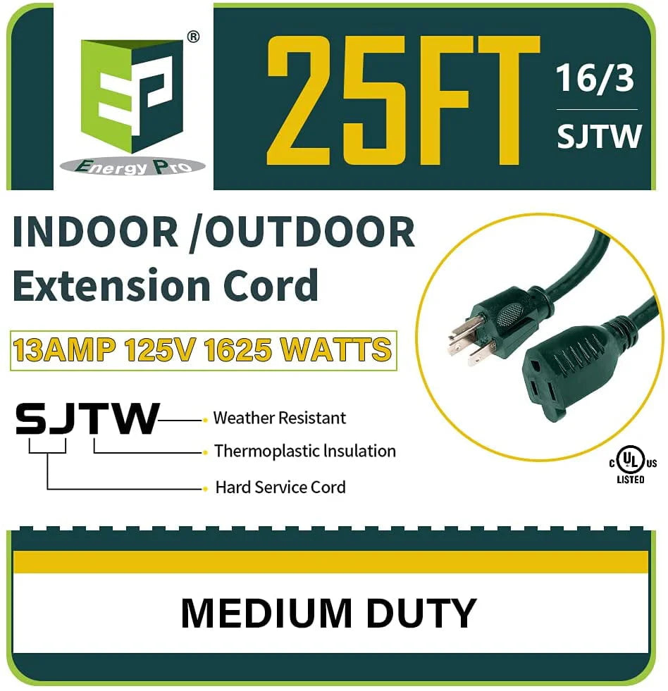 15 Ft Green 16/3 SJTW Extension Cord I272
