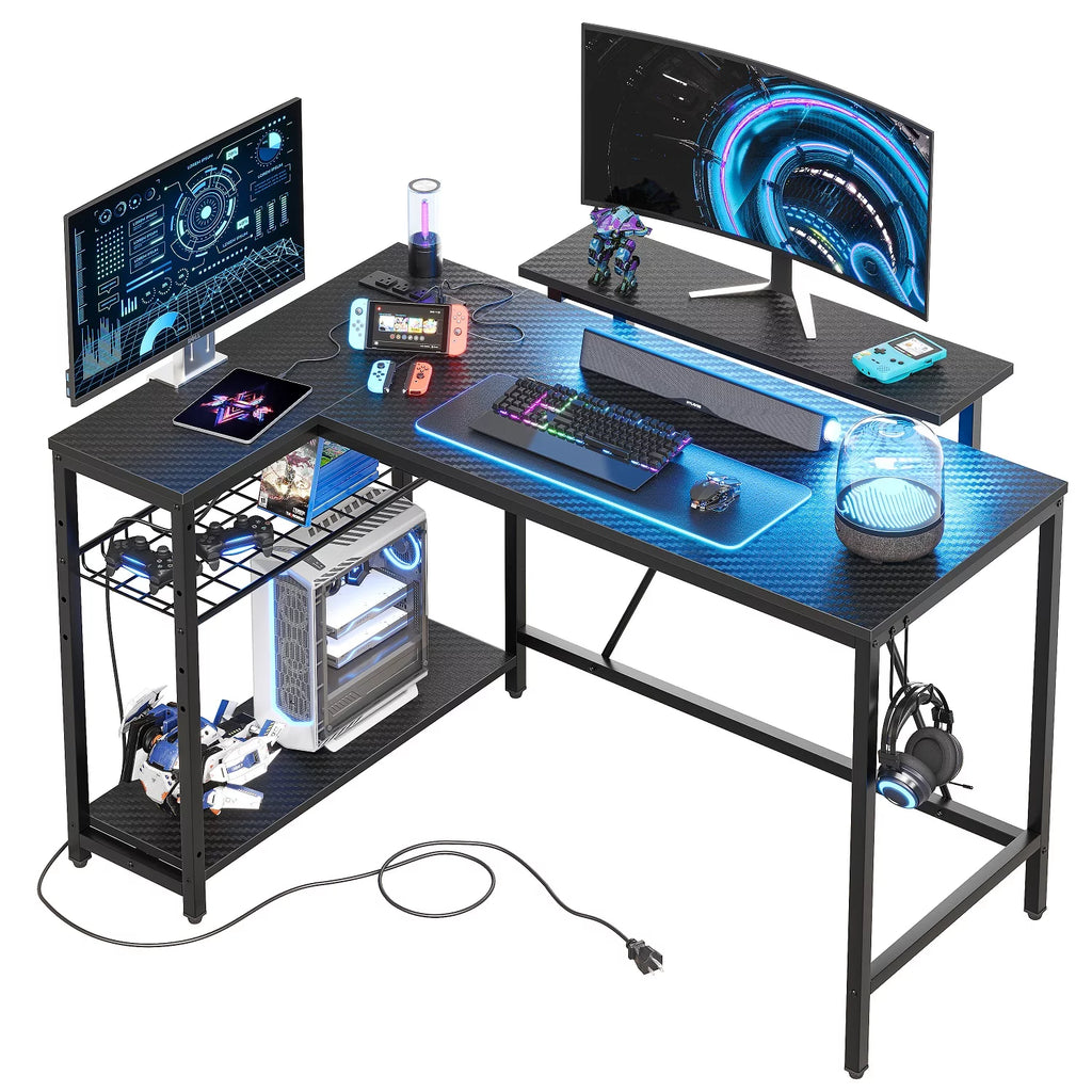 48" L Shaped Gaming Desk with LED Lights C603618