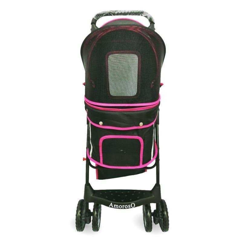 Black Pink Pet Stroller Carrier C43504