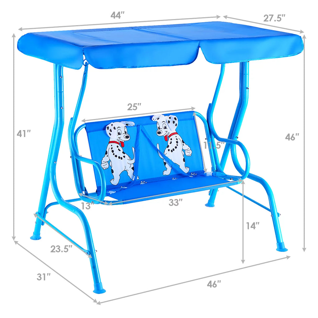 Kids 2 Person Patio Swing Chair with Canopy W265713