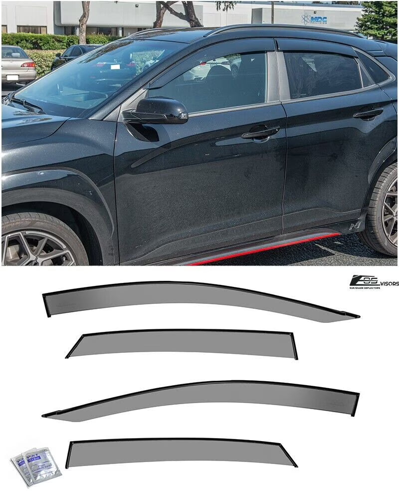 Smoke Tinted Tape-On Side Window Deflectors Rain Guard W3428