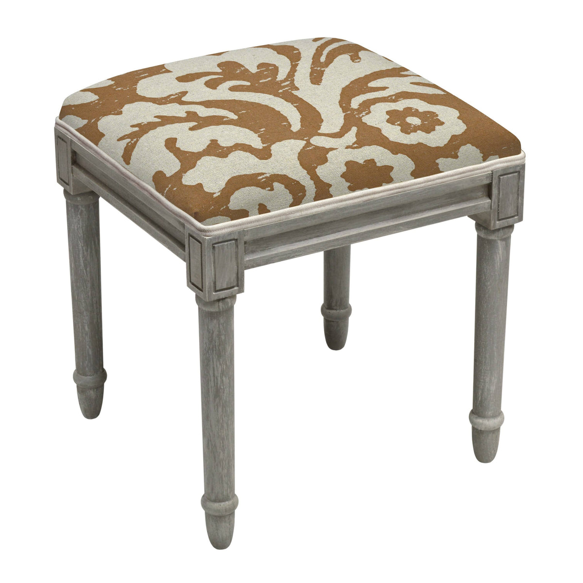 Multicolor Floral Linen Vanity Stool E146567
