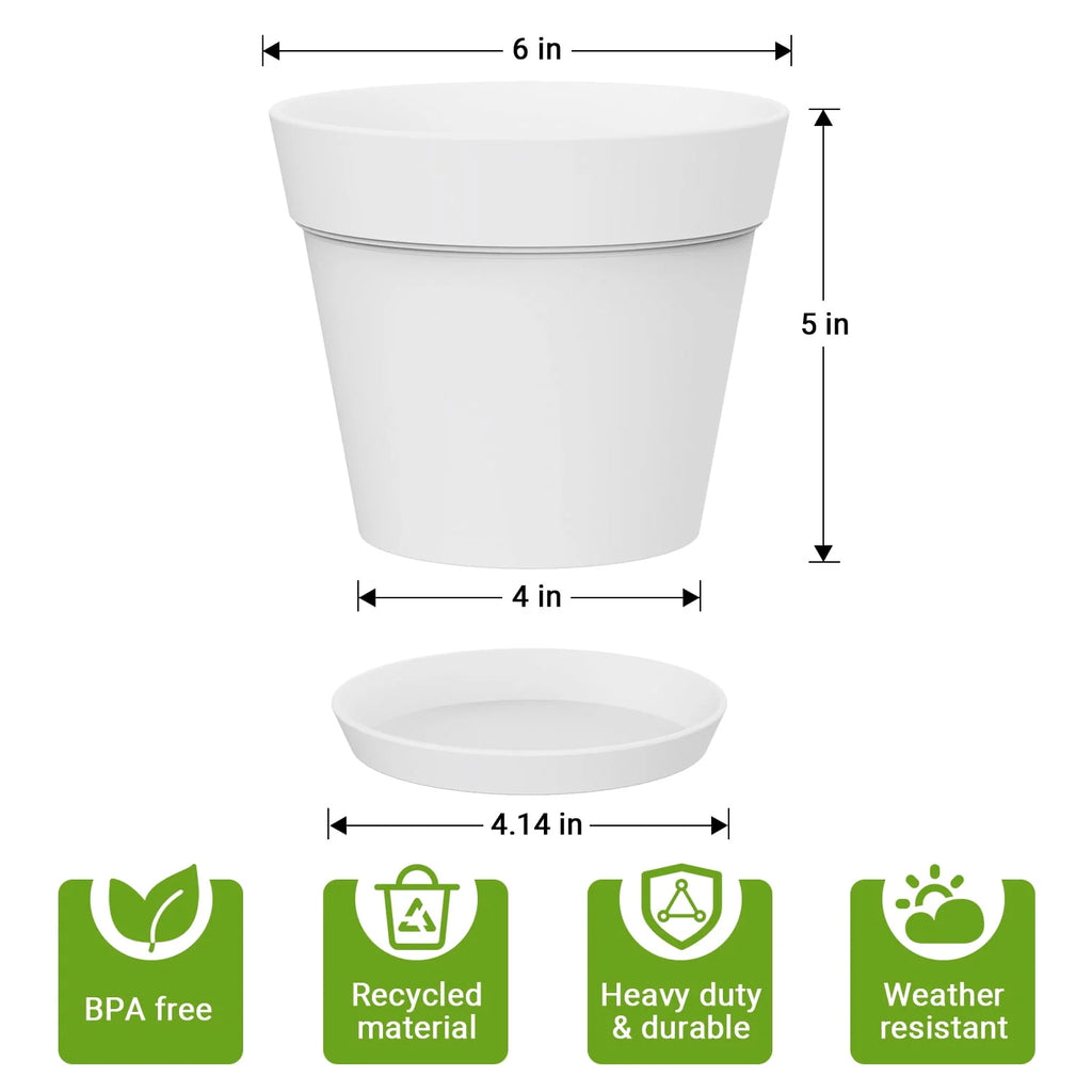 6 Inch Plastic Planters 16 Pack White S61443