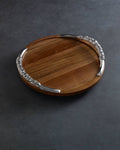18 inch Dark Tzalam Wood Lazy Susan with Galena Handles T3426