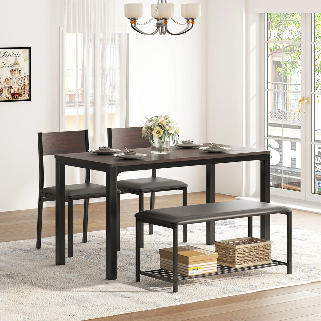 4 Person Dining Set with Upholstered Chair and Bench S4689