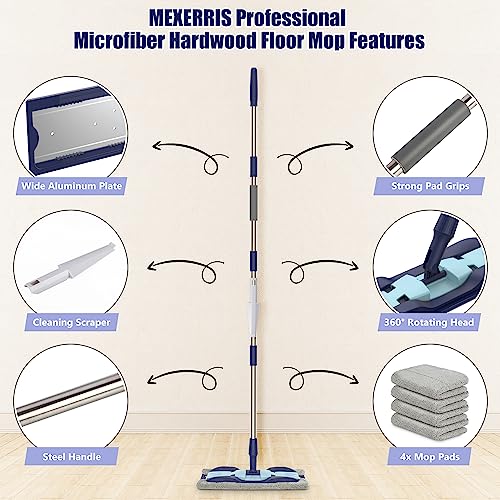 Microfiber Flat Mop with 4 Washable Pads R5877