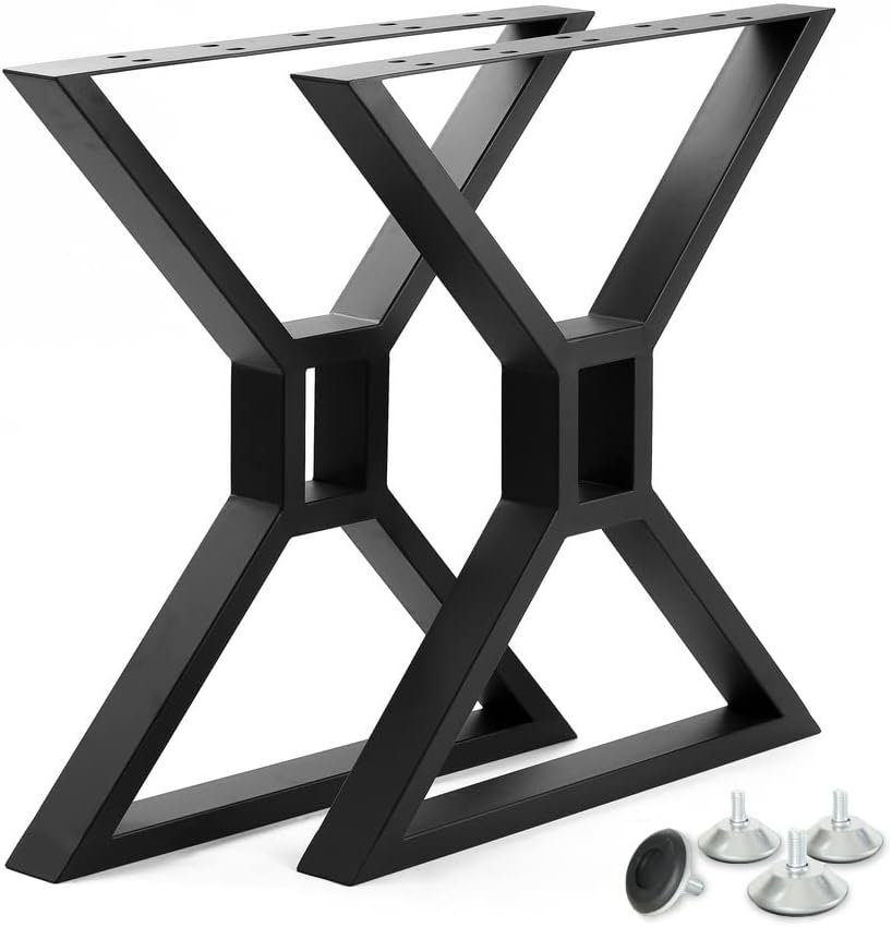 28-inch Metal Table Legs Set of 2 Black Cast Iron Heavy Duty N800