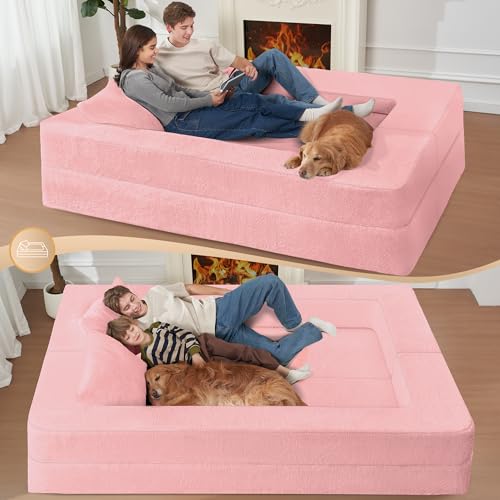 Faux Fur Convertible Bean Bag Sofa Bed with Pillow H745