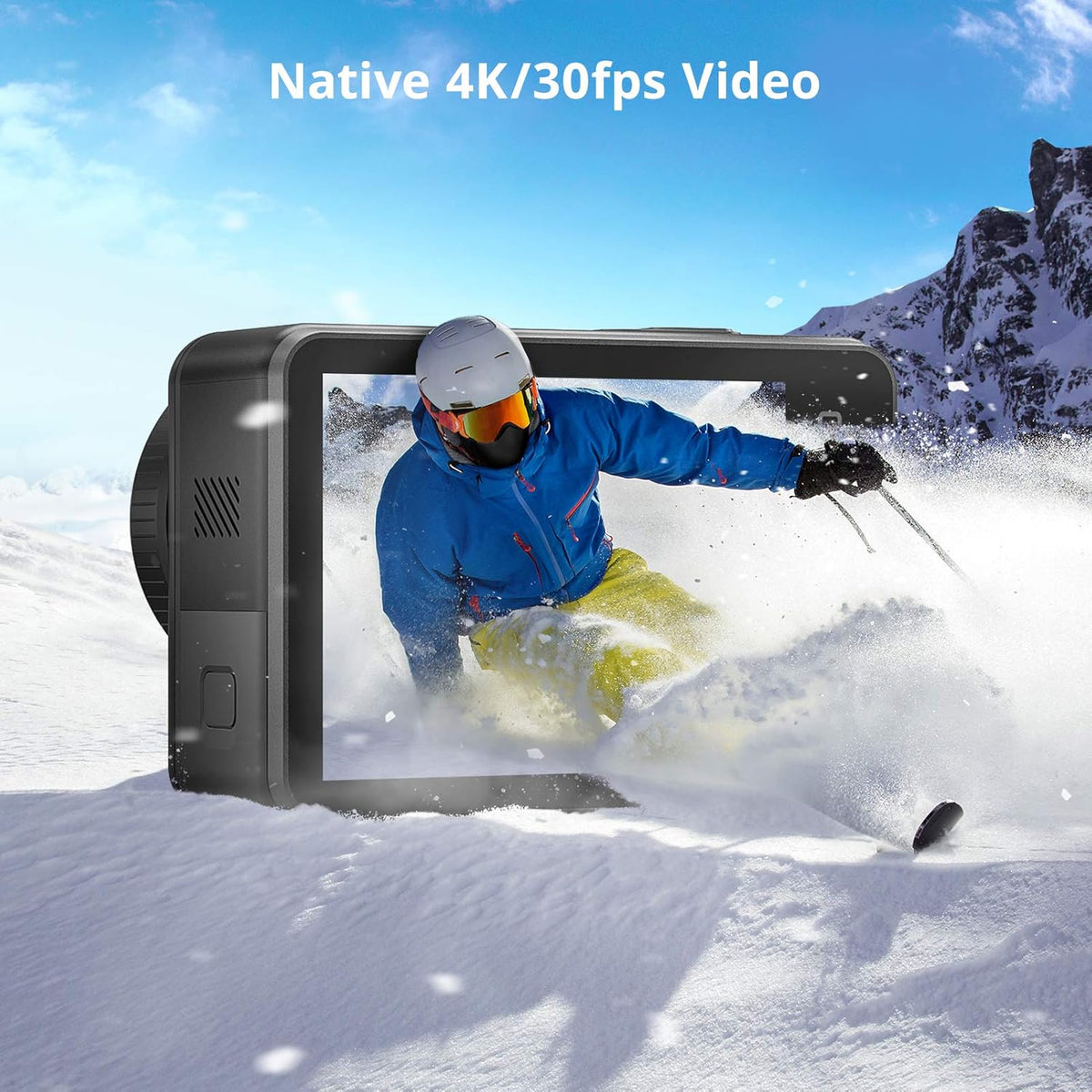 4K30FPS 20MP WiFi Action Camera with Touch Screen IPX8 Waterproof Camera EIS 2.0 External Mic with 2X 1350mAh Batteries I48752