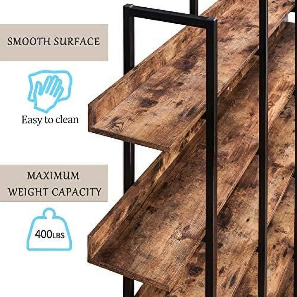 Oak 7-Tier L-Shaped Corner Bookshelf R98564