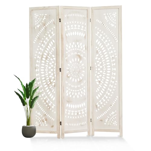 66.9 Inch 6 Panels Wood Carved Folding Room Divider Y7345