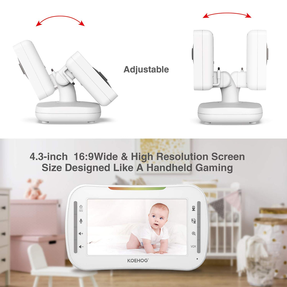 Video Baby Monitor with Auto Night Vision and Temperature Alert G201